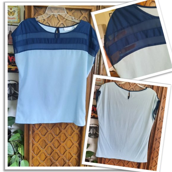 New York & Company Tops - 3/$10 New York & Company Teal Blue Colorblock Casual Tee - S